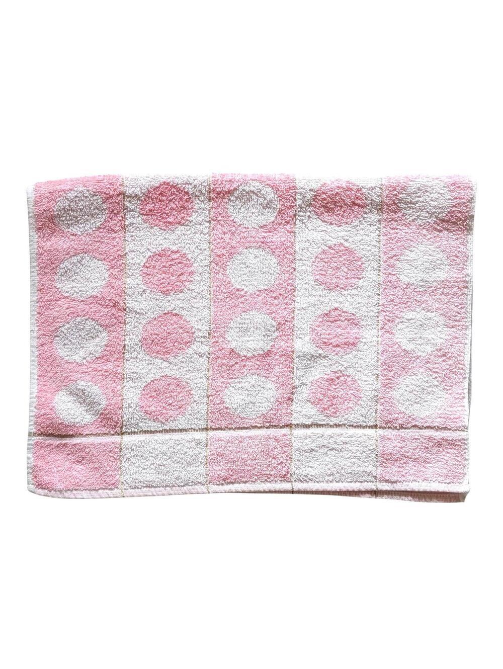 Vintage Pink & White Hand Towel with Stripes and Dots and Gold Thread